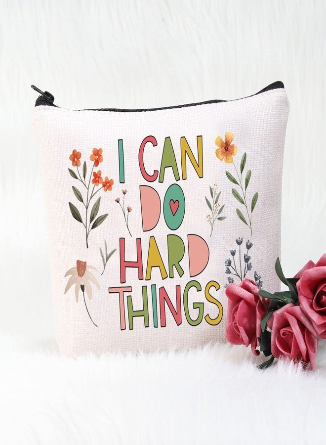 POFULL Motivational Gifts for Women College Student Gift I Can Do Hard Things Cosmetic Bag (I Can Do Hard Things bag) - Image 4