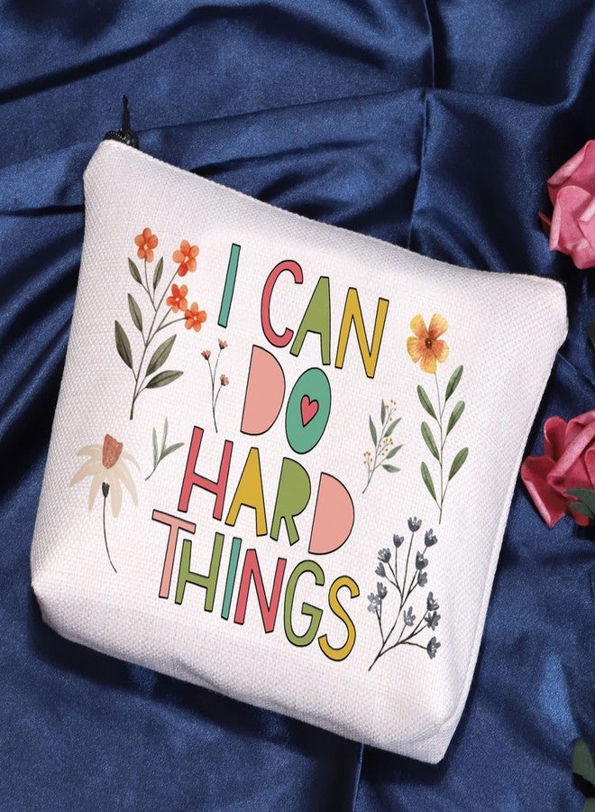POFULL Motivational Gifts for Women College Student Gift I Can Do Hard Things Cosmetic Bag (I Can Do Hard Things bag) - Image 2