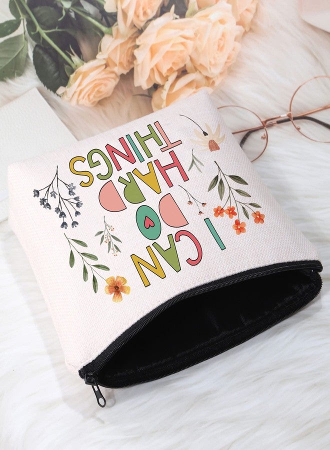 POFULL Motivational Gifts for Women College Student Gift I Can Do Hard Things Cosmetic Bag (I Can Do Hard Things bag) - Image 3