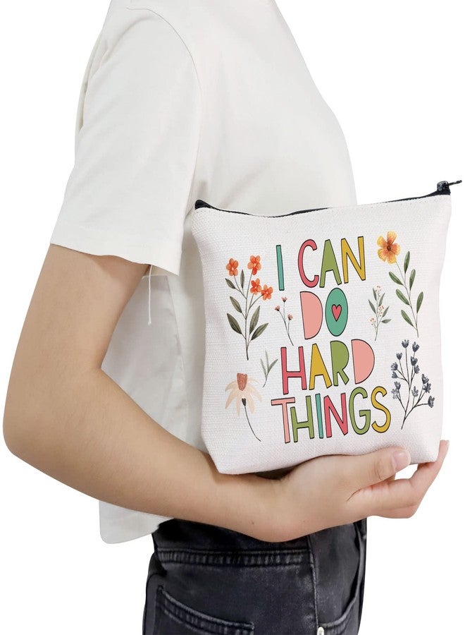 POFULL Motivational Gifts for Women College Student Gift I Can Do Hard Things Cosmetic Bag (I Can Do Hard Things bag) - Image 5