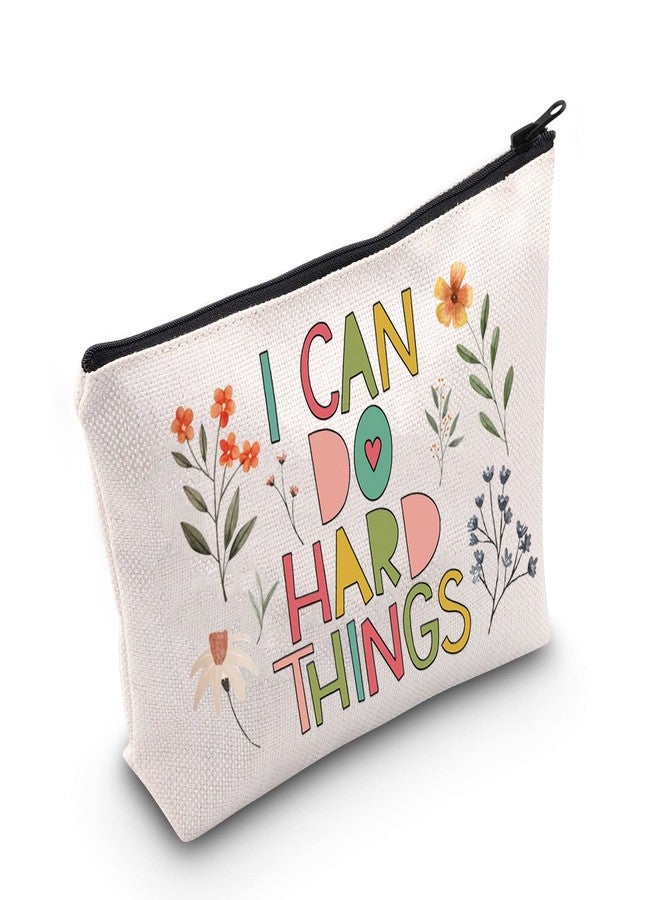 POFULL Motivational Gifts for Women College Student Gift I Can Do Hard Things Cosmetic Bag (I Can Do Hard Things bag) - Image 1
