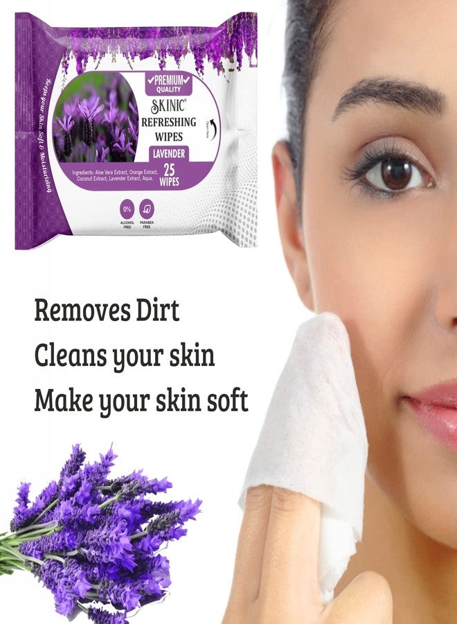 SKINIC مناديل سكينيك المنعشة العشبية 100% (لافندر وليمون) | خالية من الكحول | خالية من المواد الكيميائية (25 منديل) عبوة من قطعتين - Image 5