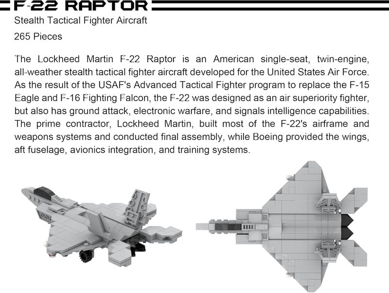 Apostrophe Games 5 Military Building Block Sets (665 Pieces) F-22 Raptor, M1 Abrams Tank, Black Hawk Helicopter, Reaper UAV and Humvee Army Truck Scale Models for Kids and Adults - Image 3