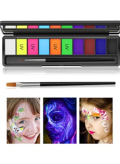 Y&D Glow UV Blacklight Face Paint Bright Colors Neon Fluorescent Body Painting Palette Water Activated Eyeliner Based Makeup In The Dark for Kids Adult  - Image 1