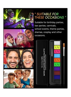Y&D Glow UV Blacklight Face Paint Bright Colors Neon Fluorescent Body Painting Palette Water Activated Eyeliner Based Makeup In The Dark for Kids Adult  - Image 4