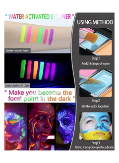 Y&D Glow UV Blacklight Face Paint Bright Colors Neon Fluorescent Body Painting Palette Water Activated Eyeliner Based Makeup In The Dark for Kids Adult  - Image 3