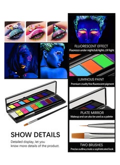 Y&D Glow UV Blacklight Face Paint Bright Colors Neon Fluorescent Body Painting Palette Water Activated Eyeliner Based Makeup In The Dark for Kids Adult  - Image 2