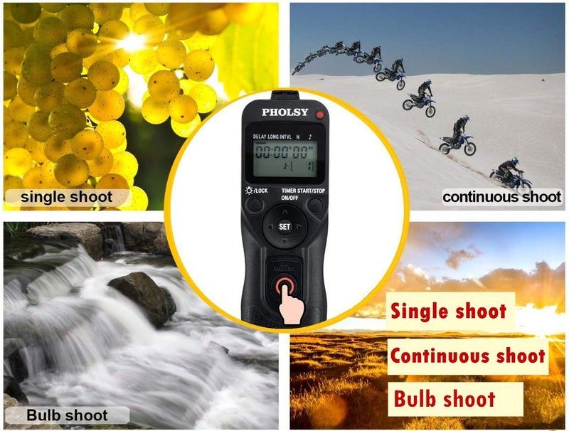 PHOLSY C6 Timer Remote Control with Intervalometer Compatible with Canon R10 R6 R8 90D 250D 200D 850D SX50HS; for Olympus E-M1X E-M1-II E-M1-III E-M5-III; for Fuji GFX100 GFX50R XT3 XT4 XT5 XT30 - Image 2