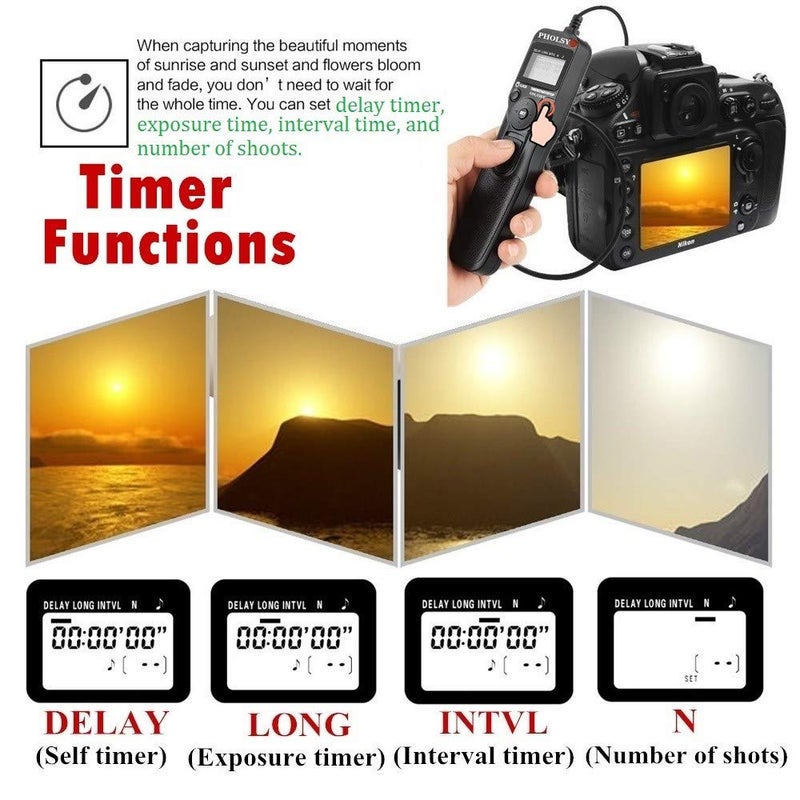 PHOLSY C6 Timer Remote Control with Intervalometer Compatible with Canon R10 R6 R8 90D 250D 200D 850D SX50HS; for Olympus E-M1X E-M1-II E-M1-III E-M5-III; for Fuji GFX100 GFX50R XT3 XT4 XT5 XT30 - Image 4