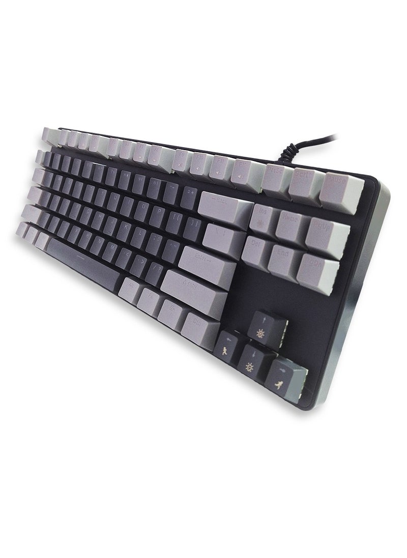 JeDEL - Mechanical Gaming Keyboard, model KL-103 for computer and lap top (black/gray) RGB Full size with 87 key, cable USB Speed interface , blue switch, adjustable height in to give comfort to the hand while playing . It can be used at home, office and personal use. - Image 1