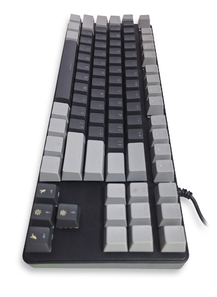 JeDEL - Mechanical Gaming Keyboard, model KL-103 for computer and lap top (black/gray) RGB Full size with 87 key, cable USB Speed interface , blue switch, adjustable height in to give comfort to the hand while playing . It can be used at home, office and personal use. - Image 1