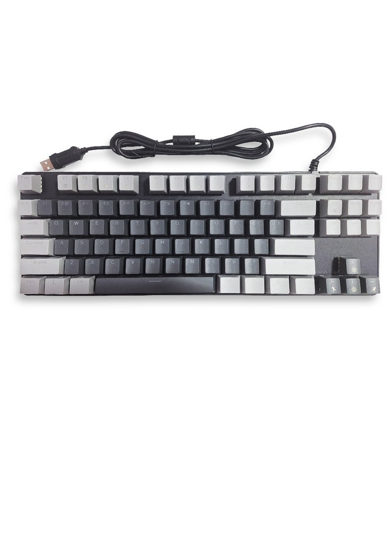 JeDEL - Mechanical Gaming Keyboard, model KL-103 for computer and lap top (black/gray) RGB Full size with 87 key, cable USB Speed interface , blue switch, adjustable height in to give comfort to the hand while playing . It can be used at home, office and personal use. - Image 1