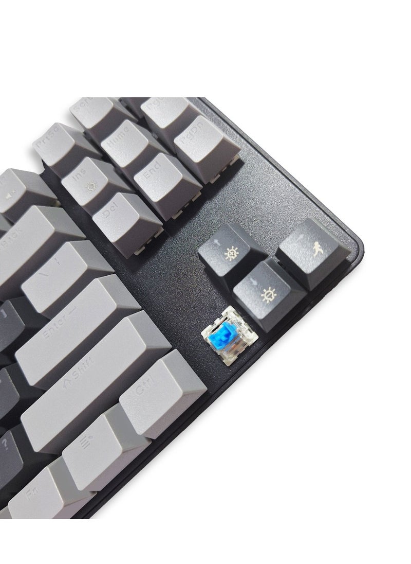 JeDEL - Mechanical Gaming Keyboard, model KL-103 for computer and lap top (black/gray) RGB Full size with 87 key, cable USB Speed interface , blue switch, adjustable height in to give comfort to the hand while playing . It can be used at home, office and personal use. - Image 1