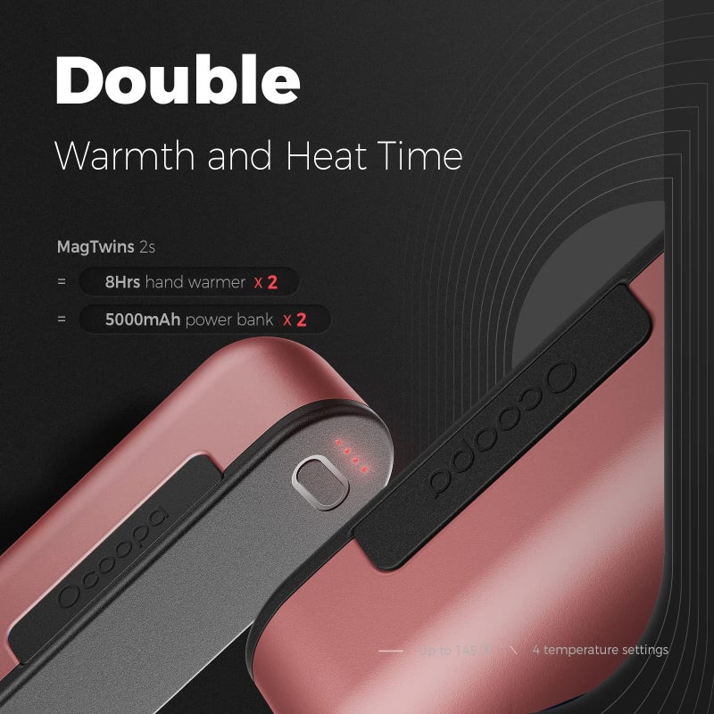 OCOOPA OCOOPA Hand Warmers Rechargeable 2 Pack, Magnetic Electric Handwarmer, 16 Hrs Warmth 4 Levels Heat Up to 137℉, USB-C Portable Charger 10000mAh, Raynauds, Golf, Tech Gifts for Men, Union UT2s(MagTwins)  - Image 5
