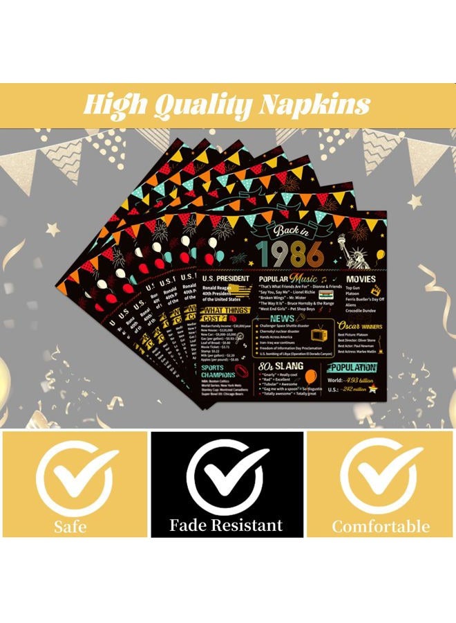 Refavor 40th Birthday Plates and Napkins, 96PCS Vintage 40th Birthday Party Decorations Supplies for Women Men, Back in 1986 Cheers to 40 Years Disposable Tableware Set Serve 24 - Image 3