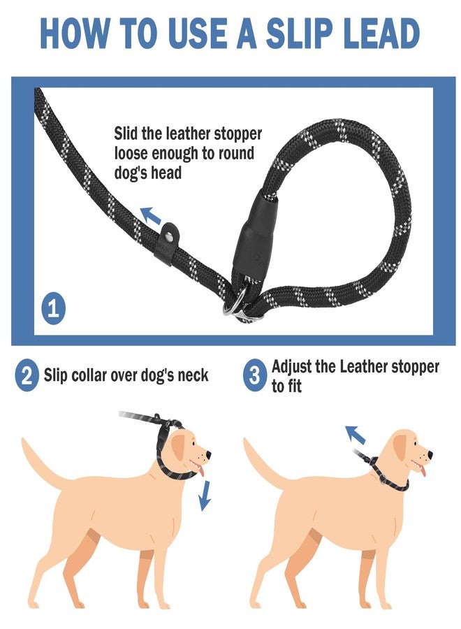 HOMIMP Slip Lead Dog Leash 6 FT - Reflective 4 PCS Bulk Color Heavy Duty Rope Dog Leash for Small Medium Large Dogs Puppy - Soft Long Padded Handle Thick Dog Leashes for Shelter, Vet, Training - Image 5