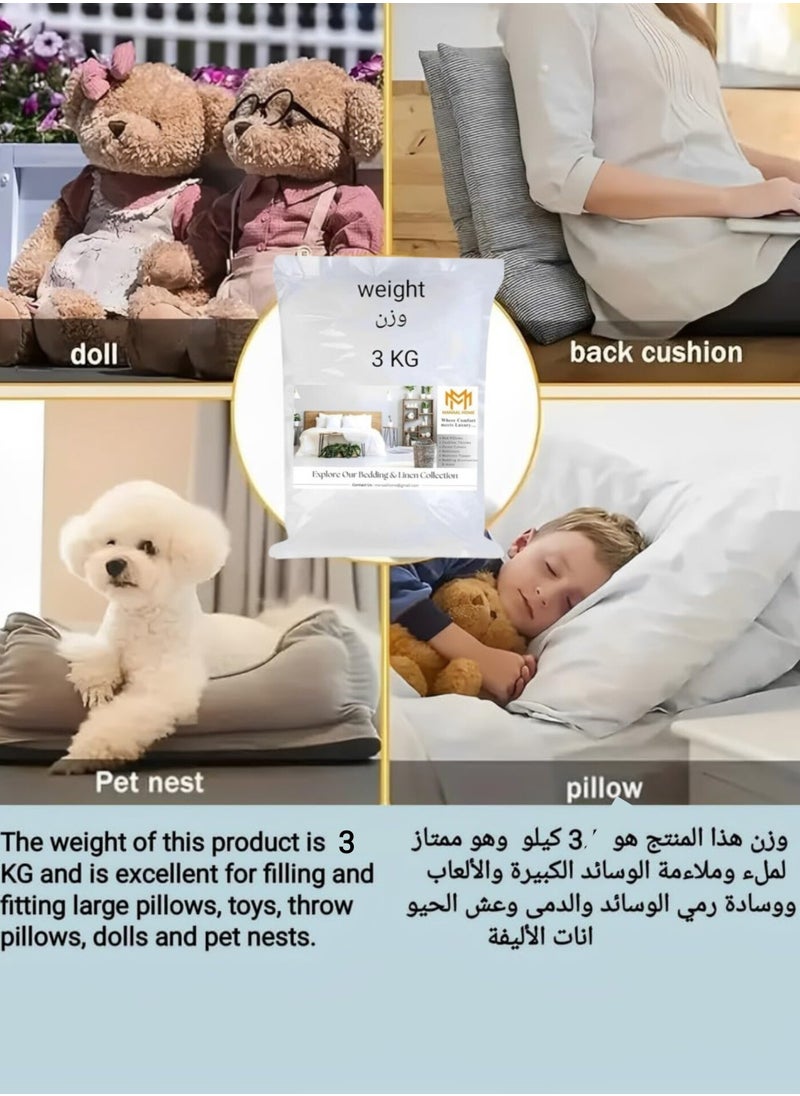 MANAAL HOME - 3 KG Polyester Fiber Fill Original For Pillow Sleeping , Premium Fiber Fill Stuffing, Fluff Stuffing High Resilience Fill Fiber for Stuffed Animal Crafts, Pillow Stuffing, Cushions Stuffing - Image 1