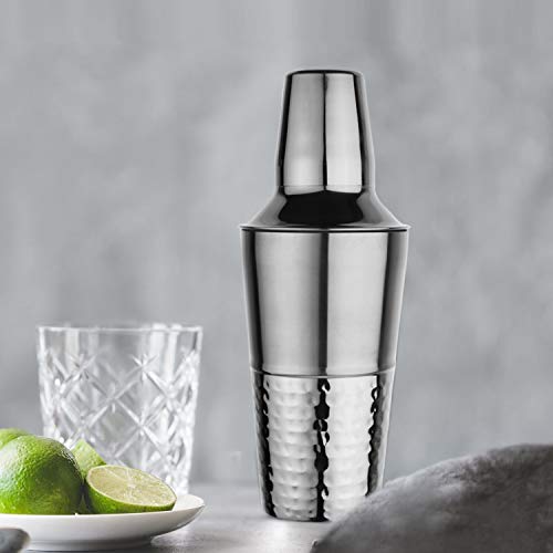 Steren Impex | Stainless Steel Half Hammered Cocktail Shaker with Strainer - 500 ml - Image 2