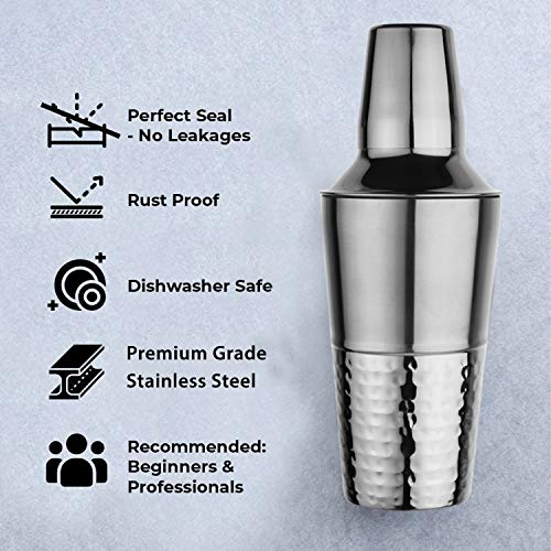 Steren Impex | Stainless Steel Half Hammered Cocktail Shaker with Strainer - 500 ml - Image 5