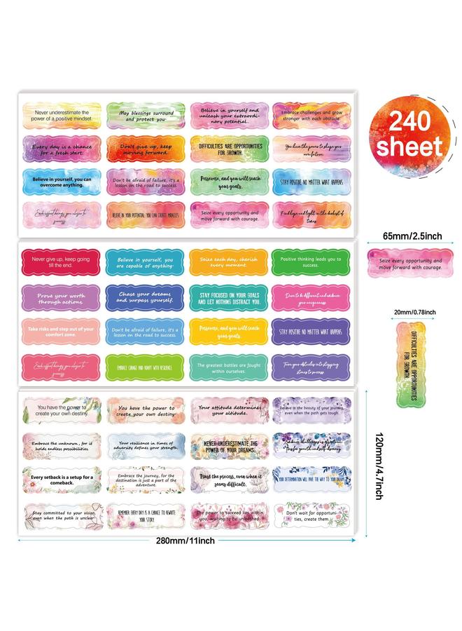 Bluejw New Encouraging Stickers 240 Water Color Ins Wind Waterproof English Diary Bottle Gift Inspirational Stickers - Image 2