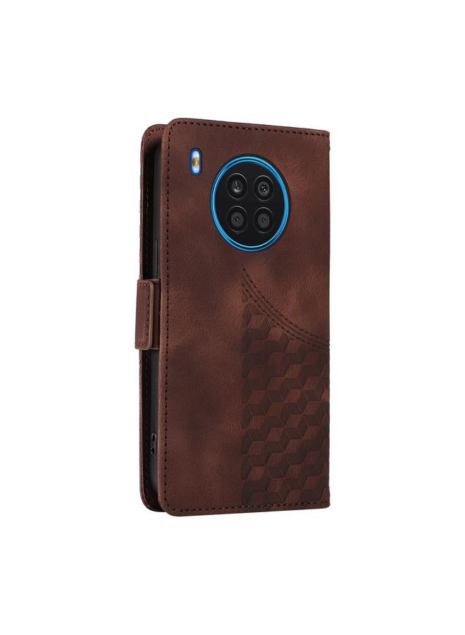 اس-توب جراب هاتف Honor 50 Lite من الجلد المنقوش بنقشة معينات مرصعة بالنجوم - Image 3