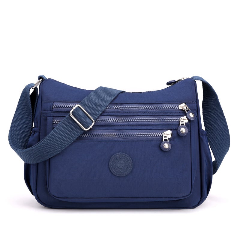 Foreign trade multi-layer shoulder bag lightweight simple casual crossbody bag 2024 new large capacity mother bag money collection shoulder bag Sapphire Blue 