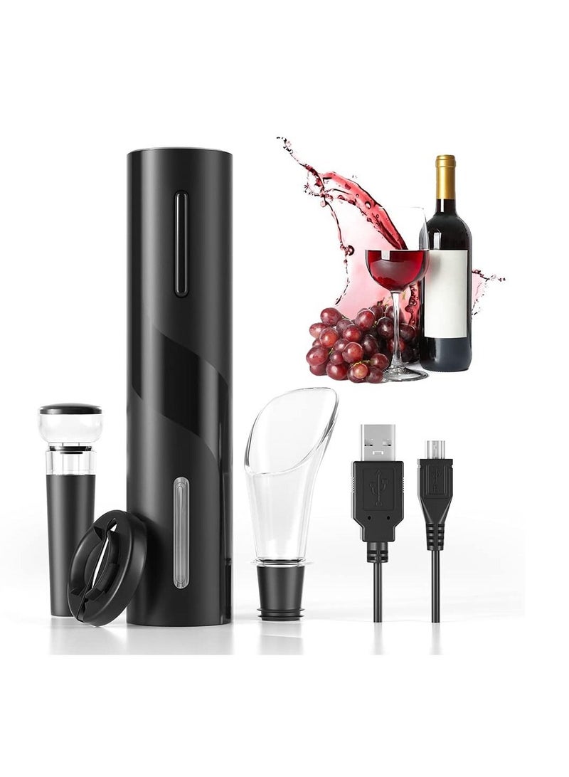 KASTWAVE 4-in-1 Electric Bottle Opener Kit Rechargeable Automatic Corkscrew Set with Foil Cutter, Vacuum Stopper, Pourer for Kitchen, Home, Restaurant, Gift for Him  - Image 1