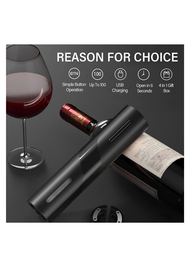 KASTWAVE 4-in-1 Electric Bottle Opener Kit Rechargeable Automatic Corkscrew Set with Foil Cutter, Vacuum Stopper, Pourer for Kitchen, Home, Restaurant, Gift for Him  - Image 3