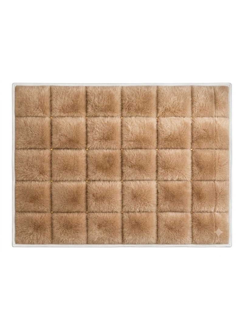 Premium 7D Carpet Alternative, Soft Plush Faux Fur Capitonné Grid with White Overlocked Edge, Anti-Slip Backing - Size 180x280 cm - Image 5