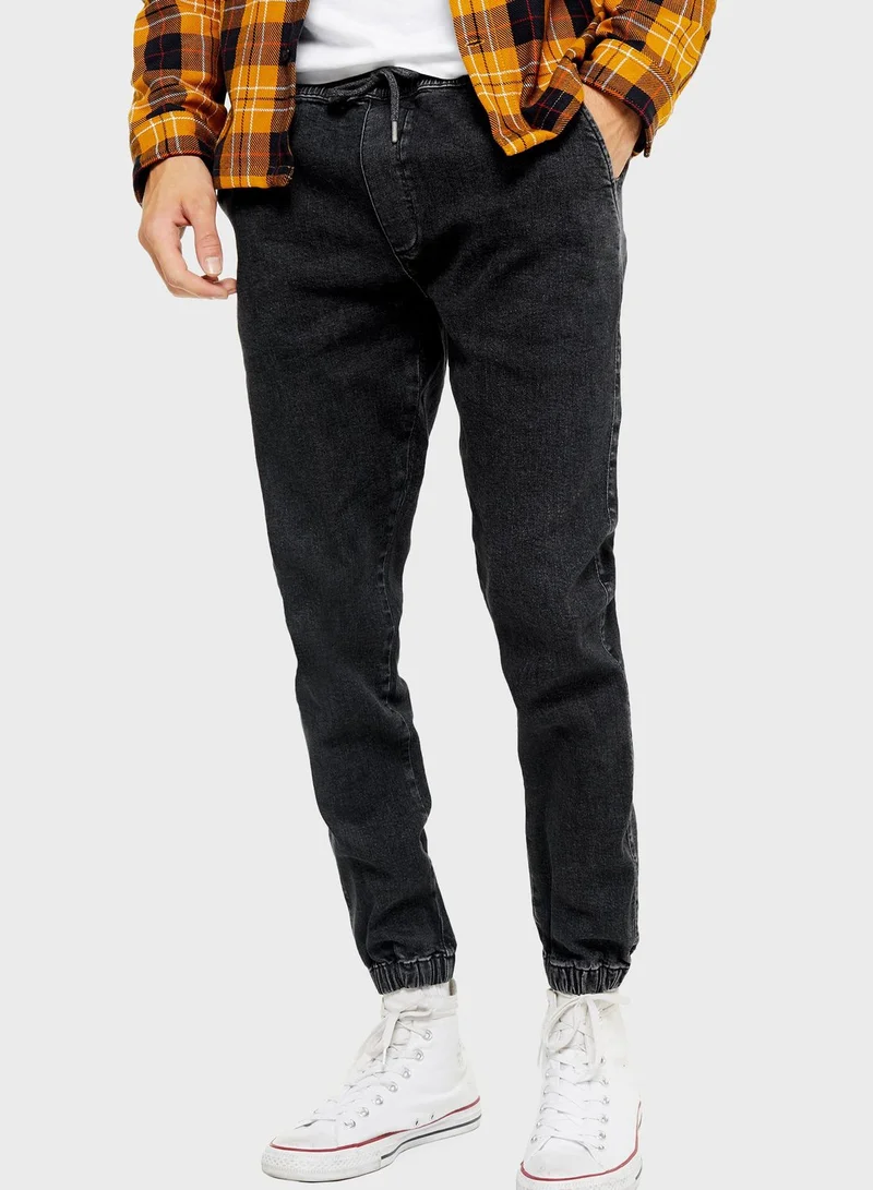 TOPMAN Denim Cuffed Joggers