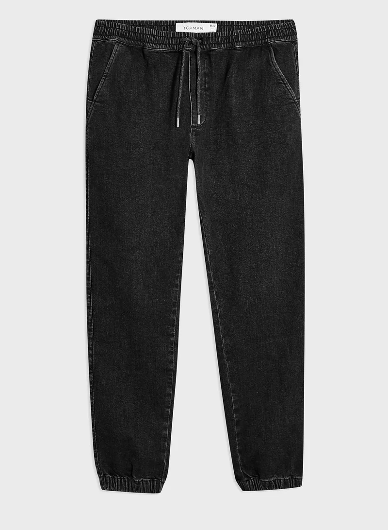 TOPMAN Denim Cuffed Joggers