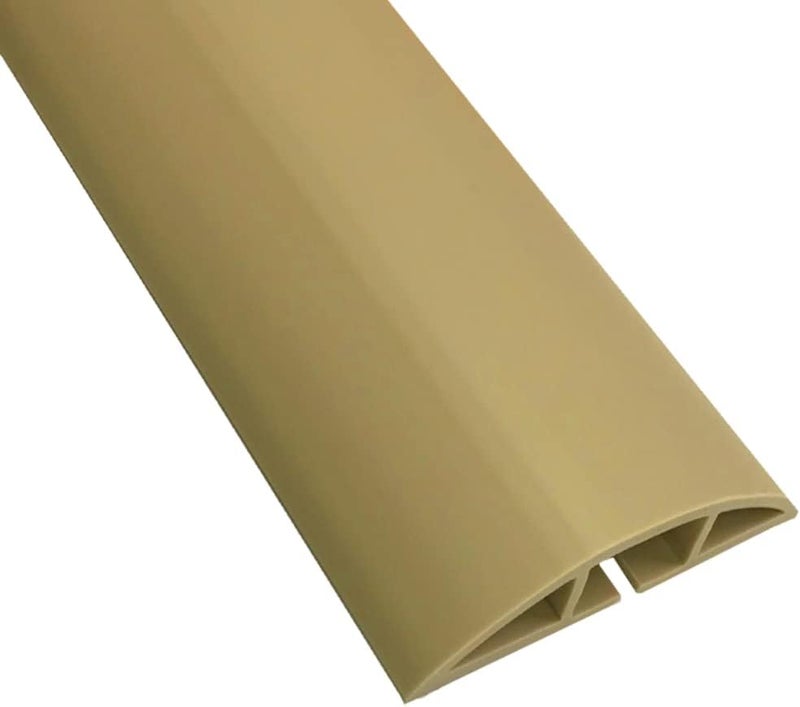 KABLE KONTROL Floor Cord Cover Kit - 15’ Feet Long - Tan - Channel Size – 0.75” W x 0.43” H - Cable Management Kit - Wire Protector - Cable Organizer and Hider - Flexible PVC Cable Cover - Image 1