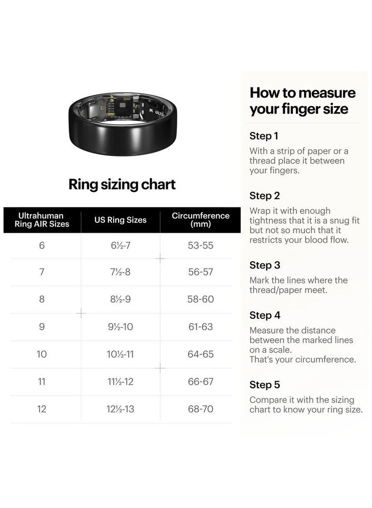 ULTRAHUMAN Ring AIR - Advanced sleep-tracking wearable, HRV & Temperature Monitoring,Track workout, movement & recovery, Water resistant, 6 Days Battery Life with Lifetime Free Subscription (Size 11) - Raw Titanium