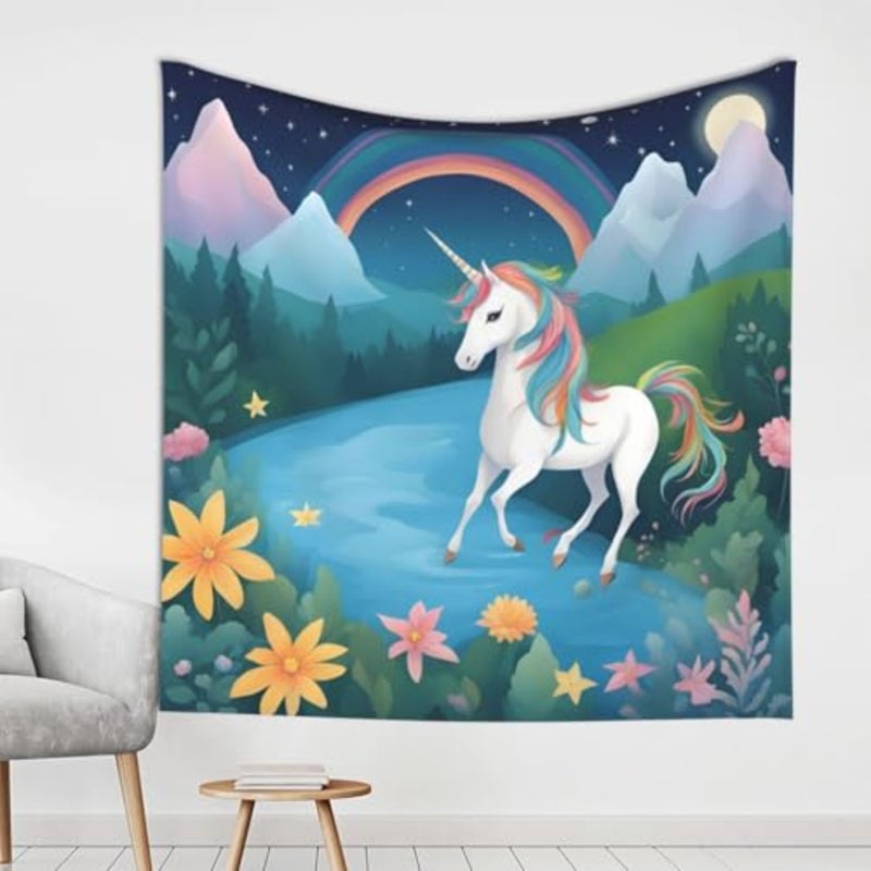 running unicorns Print decorative tapestry, suitable for wall decoration in living rooms and bedrooms - Image 1