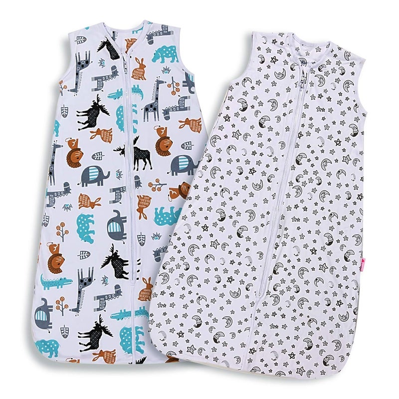 Lictin Lictin Baby Sleep Sack 05 Tog  2 Pack Toddler Sleeping Sack 1836 Months Summer Baby Sleeping Bag Sleeveless Baby Wearable Blanket with Adjustable Length and 2Way Zipper