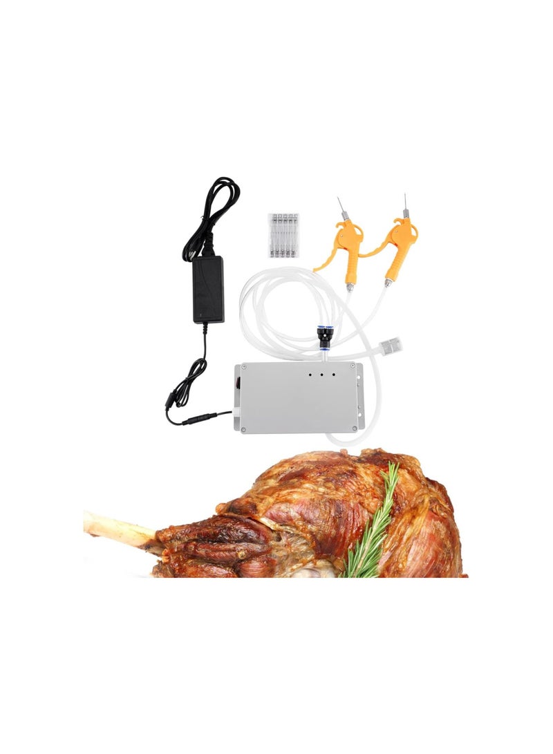 Meat Injector Gun Pump with Hose, 70W Electric Marinade Injector Meat Syringe Double Gun with 10 Stainless Steel Needle for Roast Turkey, Pork, Beef (Double Gun)  - Image 1