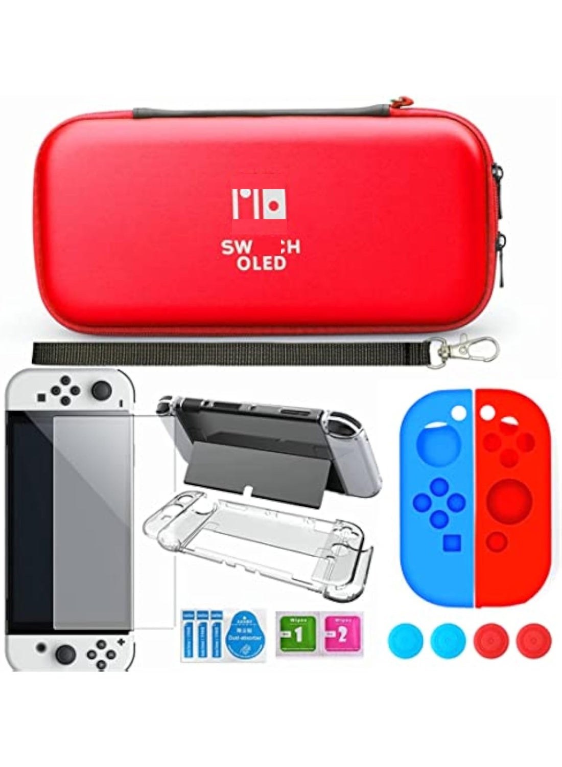 Carrying Case Compatible With Switch Oled Accessories Bundle With Screen Protector Clear Cover For Oled Game Console