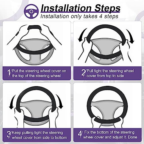 Alpmosn Elastic Stretch Steering Wheel Cover, Universal Interior Accessories Steering Wheel Cover for Women & Men, Breathable Microfiber Ice Silk, Anti-Slip, Odorless, Easy Carry(Purple) - Image 4