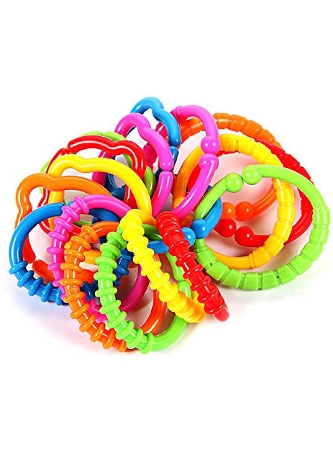 Link-to-Go Connecting Rings Toy Hanging Stroller Car Seat Crib Playmat Attach Toys Infant Newborn Boy Girl Clip On Early Education Learning Travel Accessory Set  - Image 1