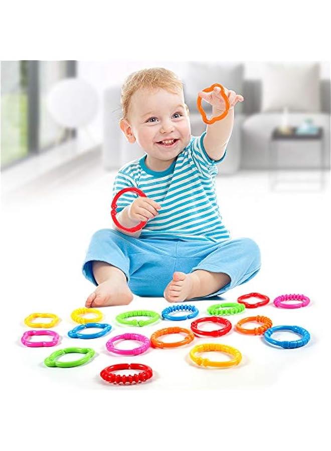 Link-to-Go Connecting Rings Toy Hanging Stroller Car Seat Crib Playmat Attach Toys Infant Newborn Boy Girl Clip On Early Education Learning Travel Accessory Set  - Image 5