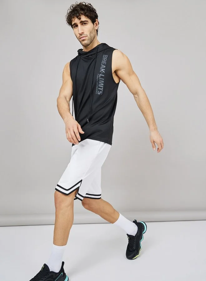 Basketball Woven Shorts with Tape Hem Detail & Drawstring