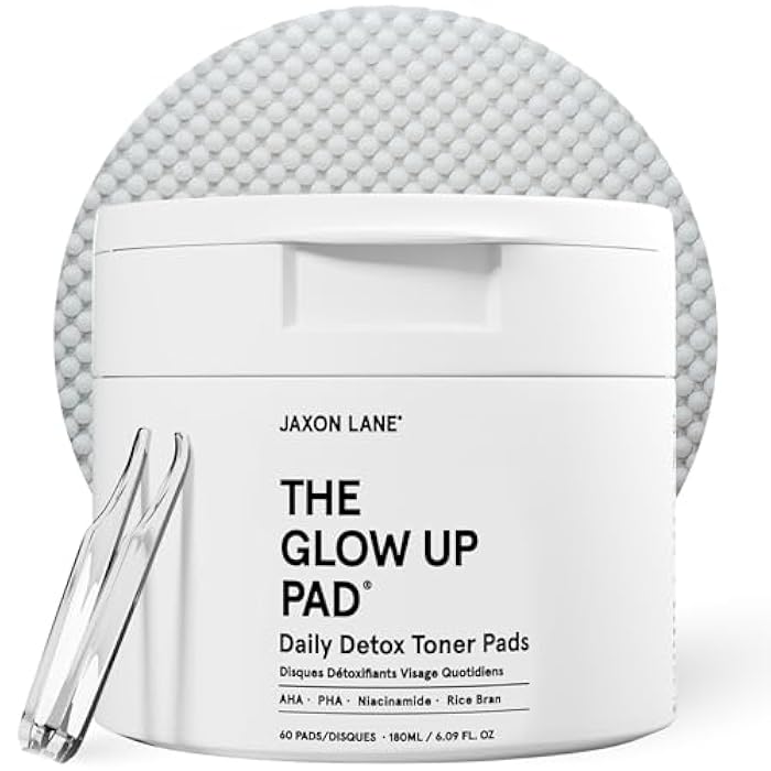 JAXON LANE Rice Toner Pads Korean Skin Care Daily Exfoliating Pads for Face: THE GLOW UP Centella AHA PHA Niacinamide Brightening Toner for Mens Skincare, Facial Cleansing, Acne Pores, Dark Spots & Skin Radiance - Image 1