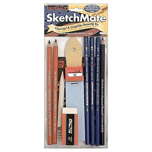 GENERAL'S SketchMate Graphite & Charcoal Drawing Kit w/Artist Accessories - Image 2
