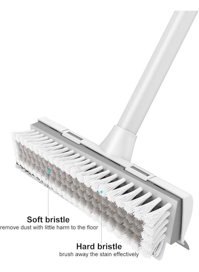 عربست فرشاة فرك الأرضيات بمقبض طويل، 2 في 1 كشط وفرشاة، شعيرات صلبة لتنظيف الحمام والفناء والمرآب والمطبخ والسطح والبلاط - Image 2