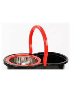 DIGI CORE Microfiber Spin Mop & Bucket Floor Cleaning Mop 360° Floor Mop Spin Mop Stainless Steel With Cleaning Bucket Red/Black  - Image 3