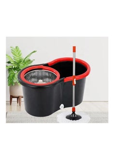 DIGI CORE Microfiber Spin Mop & Bucket Floor Cleaning Mop 360° Floor Mop Spin Mop Stainless Steel With Cleaning Bucket Red/Black  - Image 5