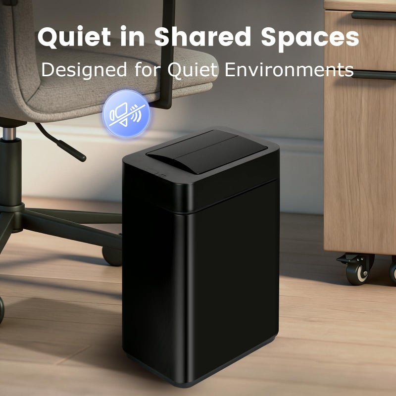 SYNCVIBE Sensor Trash Can with Butterfly Lid 2.6 Gallon Rectangular Automatic Garbage Can, Stainless Steel Trash Bin, Slim Waterproof Wastebaskets with Lid Soft Close for Under Counter, Black - Image 4