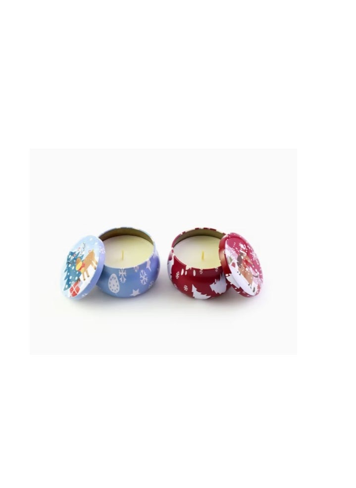 Generic Christmas Scented Aroma Candle in Tin Can 02 pieces (random shapes)  - Image 2