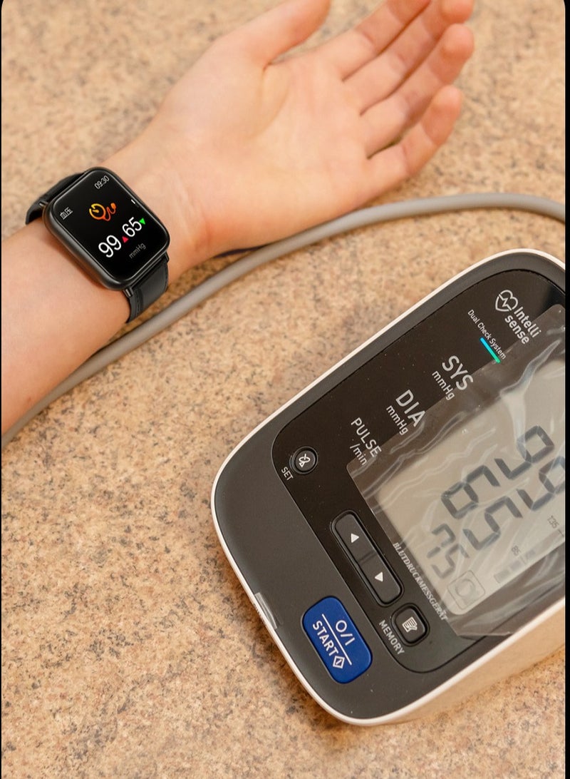 AROAQ Tk10 Smart Watch, Touch Screen Tactical Smartwatch, Hd Display Health Montoring Watch, Blood Presssure Temperature Monitoring Heart Rate  Smart Watch, Black + black Milan mesh steel - Image 2