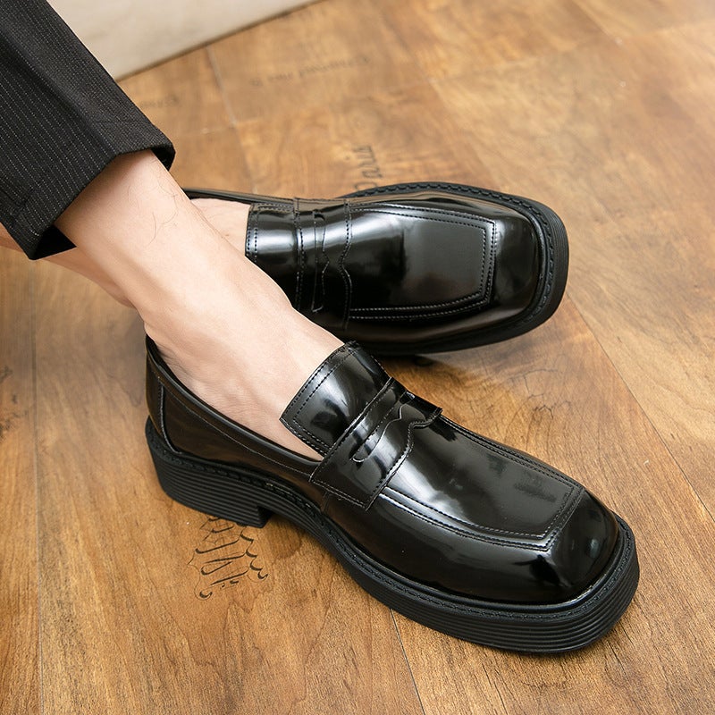 Men'S Shoes Plus Size Casual Leather Shoes Fashion British-Style Business Dress Shoes Set-Foot Thick-Soled Height-Increasing Square-Toed Leather Shoes - Image 4